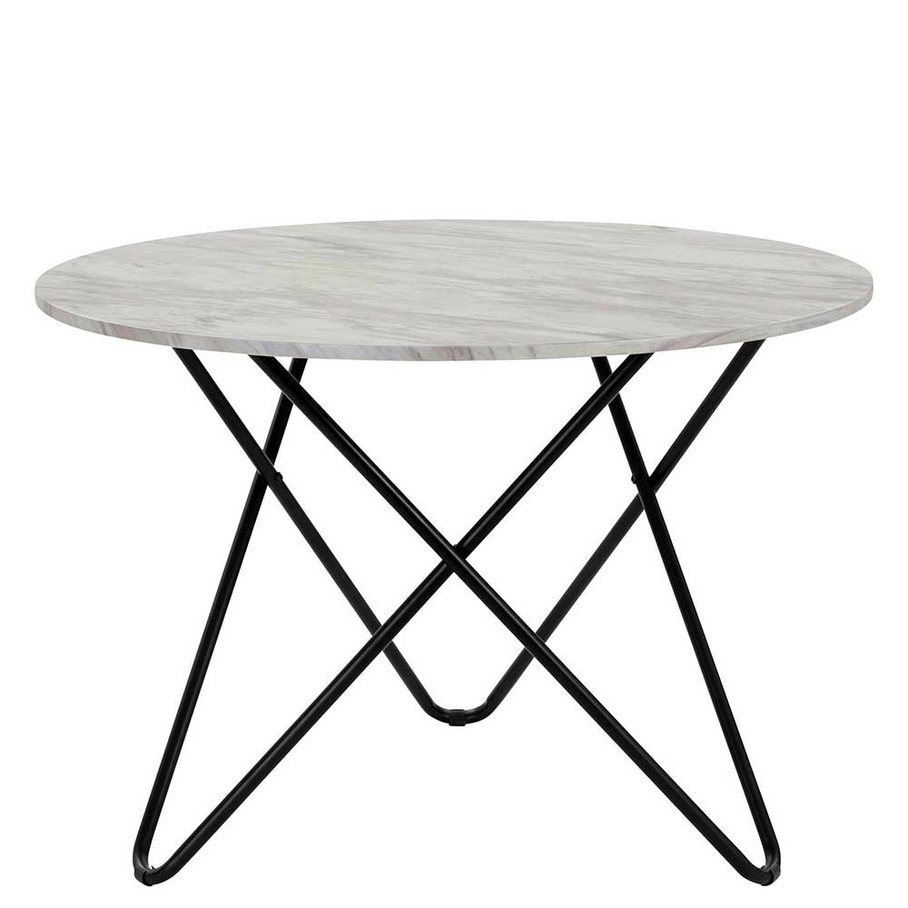Runder Esstisch in Marmor Optik mit elegantem schwarzen Metallgestell f r Ihr Esszimmer 
– Gullit
