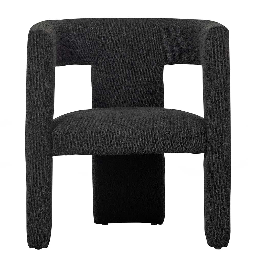 Dunkelgrauer Boucle Cocktailsessel Design von vorne, mit offener Rückenlehne – Seanno