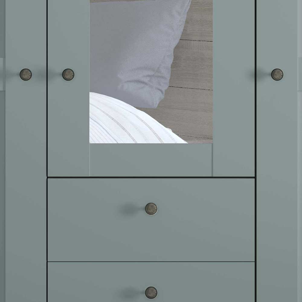Kombi-Kleiderschrank in Graugrün mit Spiegel - Rajavo I