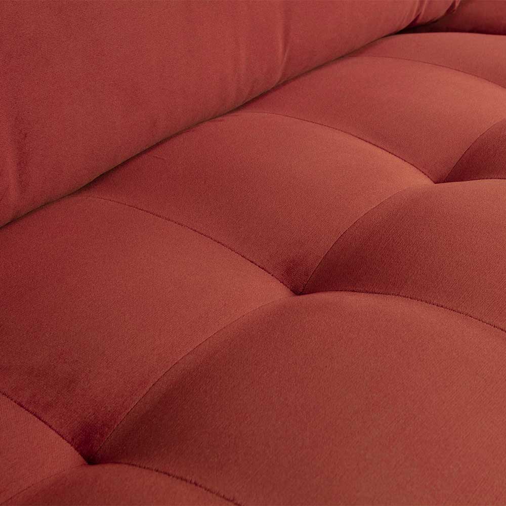 230x83x88 Samt Wohnzimmercouch in Kastanien Braun - Enzing