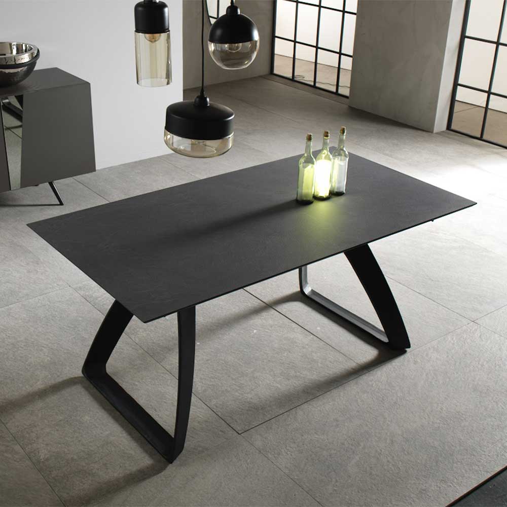 Verlängerbarer Designtisch in Grau & Schwarz - Tilan