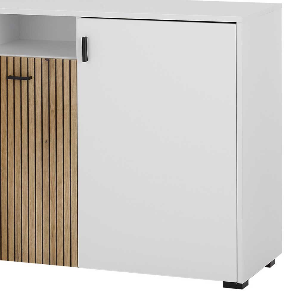 Design Sideboard in Mattweiß mit Wildeiche - Nenaloro