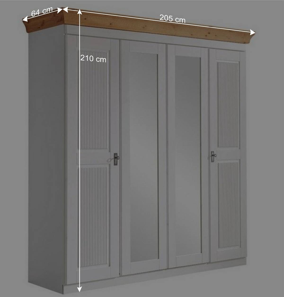 Modern Country Kleiderschrank 4-türig - Oradea