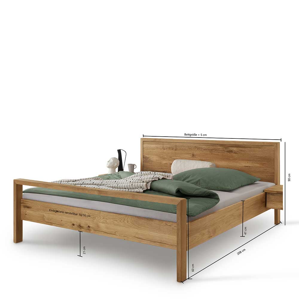 Wildeiche Designerbett massiv - Martinez