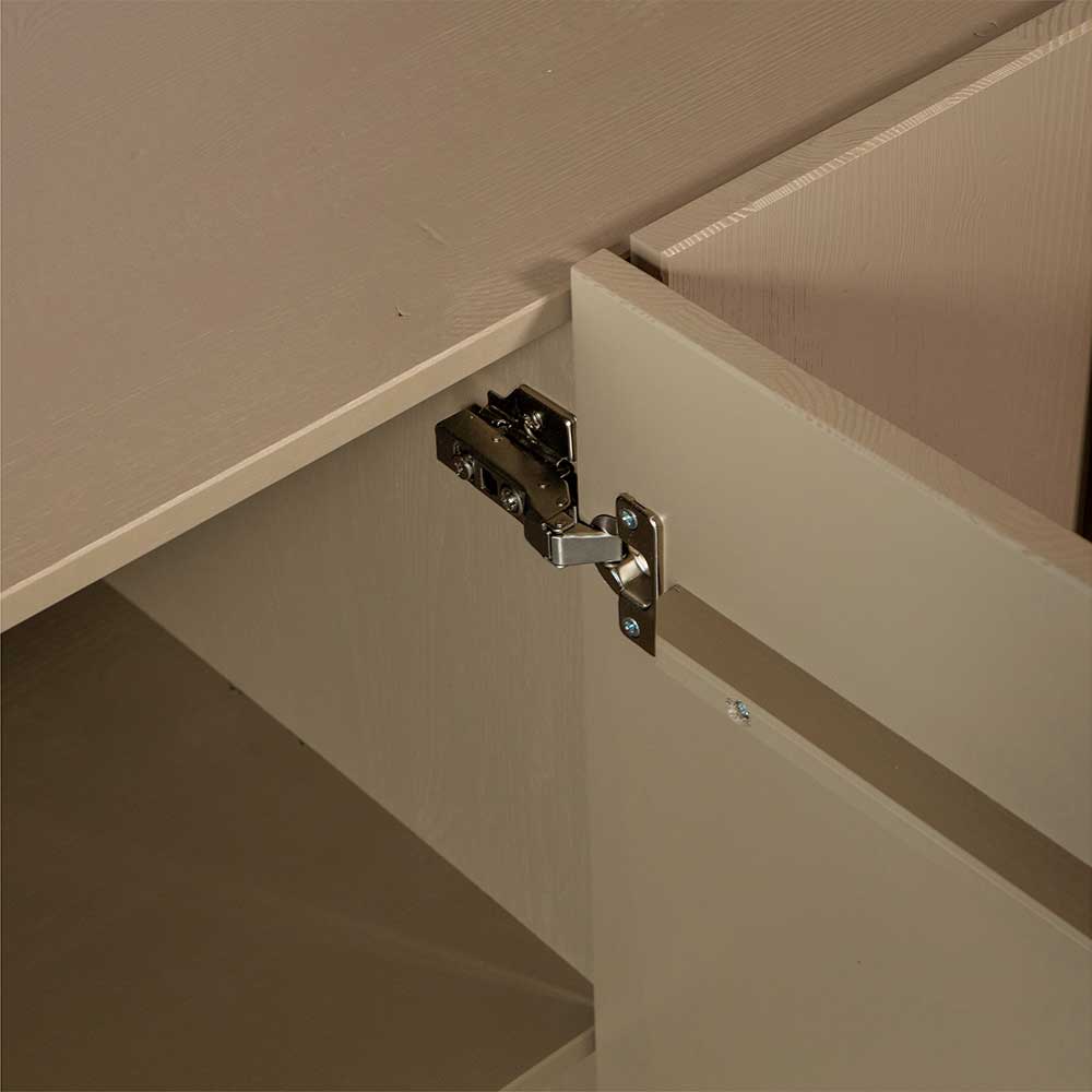 Innenansicht des schlammfarbenen Sideboards mit Türscharnier und Korpus – Litinka