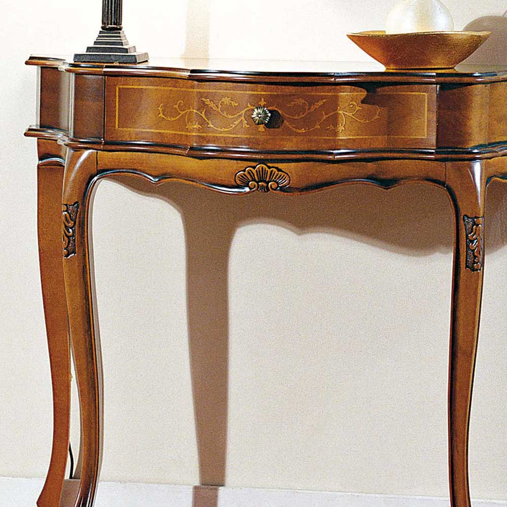 88cm breiter Konsolentisch Nussbaum Furnier Agosto im Barockstil