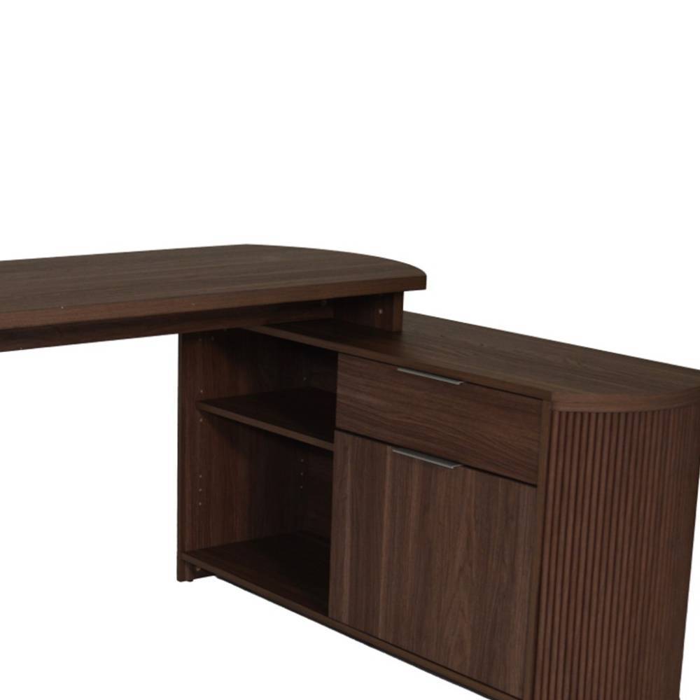 Schreibtisch mit Seitenregal in Walnuss Optik - Castalla