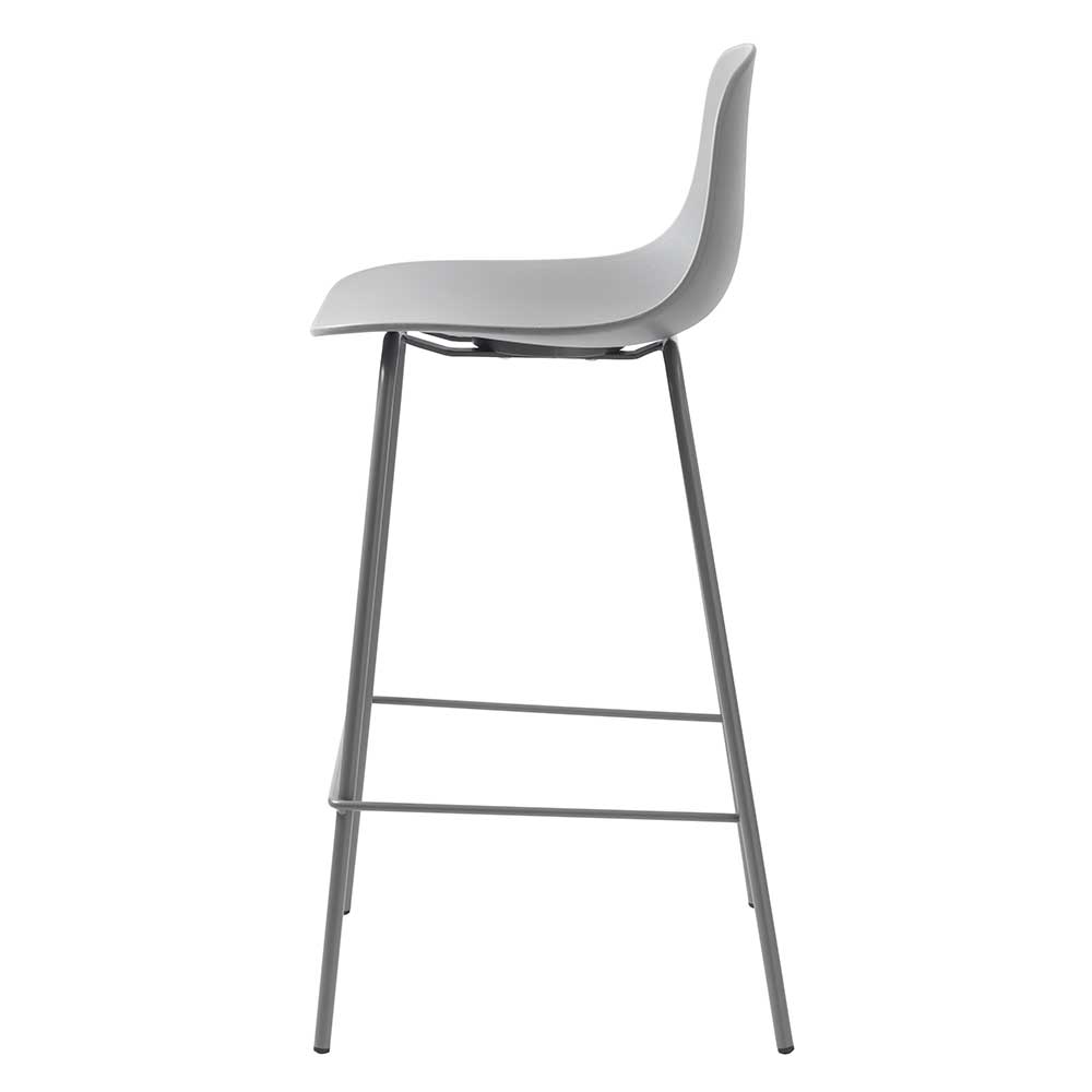 Barhocker mit Lehne in Grau - Marcala (2er Set)
