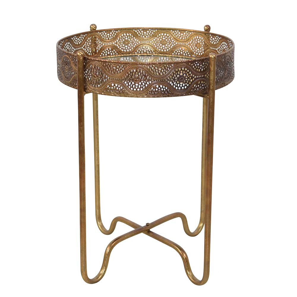 41x51x41 Orient Beistelltisch mit Spiegelglas - Delamaro