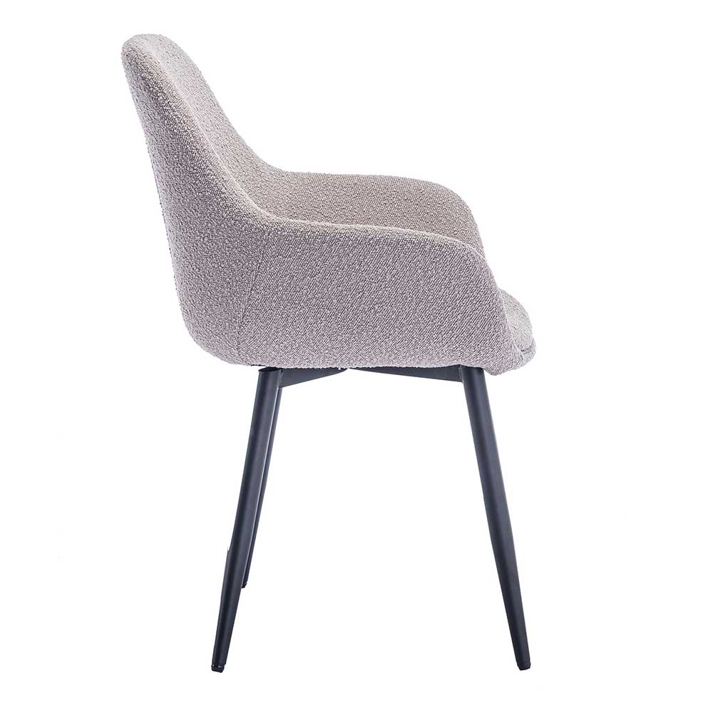 Tischsessel in Taupe aus Boucle Stoff - Kuraico (2er Set)