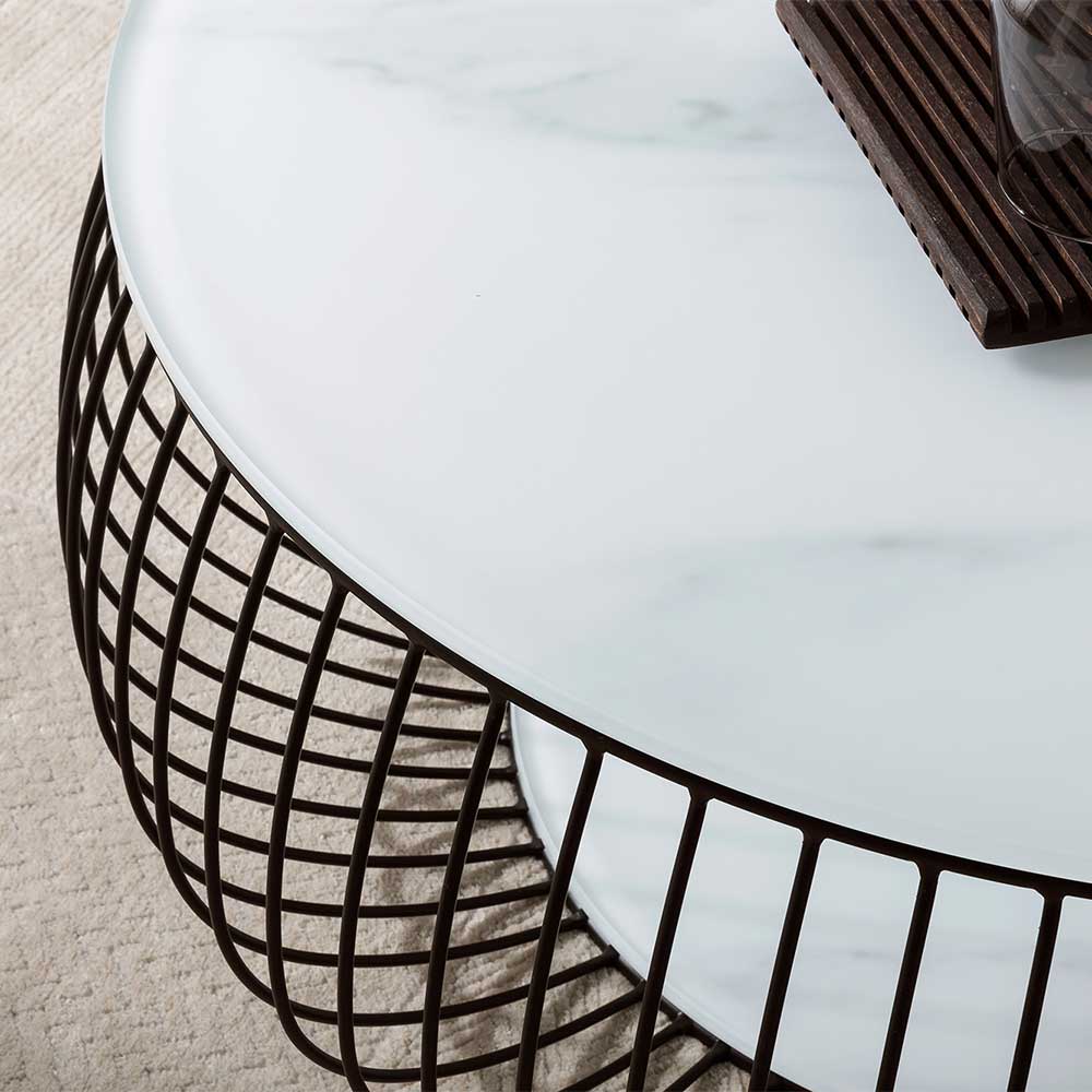 Couchtisch mit Glasplatte in Marmoroptik - Ecdo
