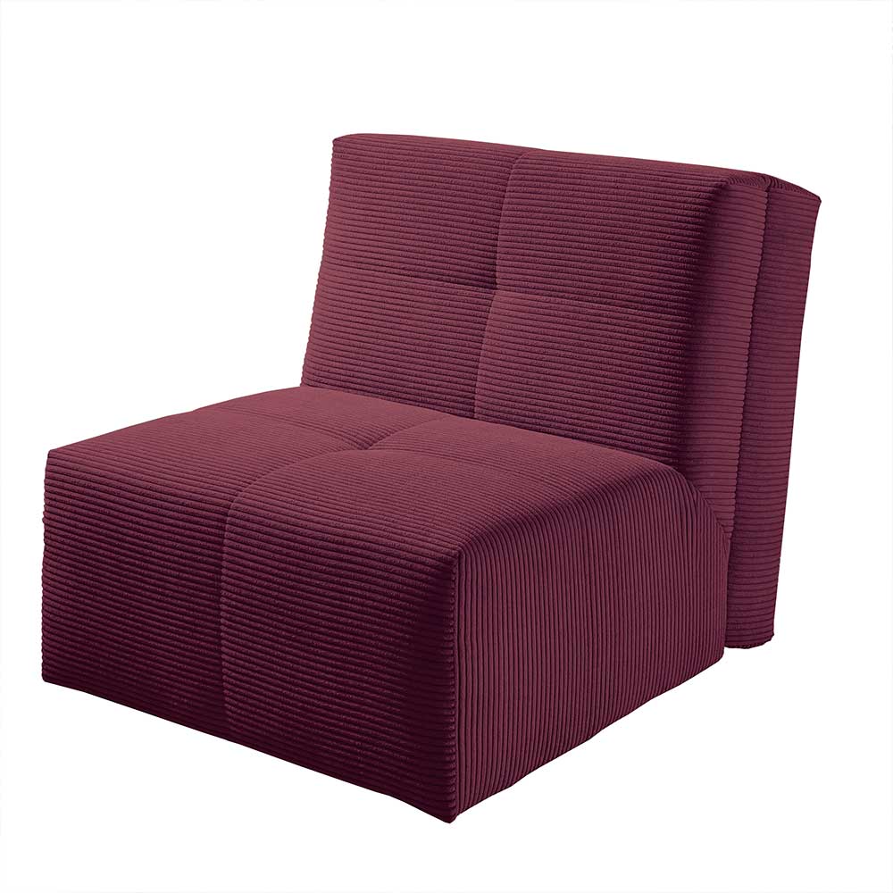 Sessel zum Schlafen in Bordeaux Rot Cord - Holdywas