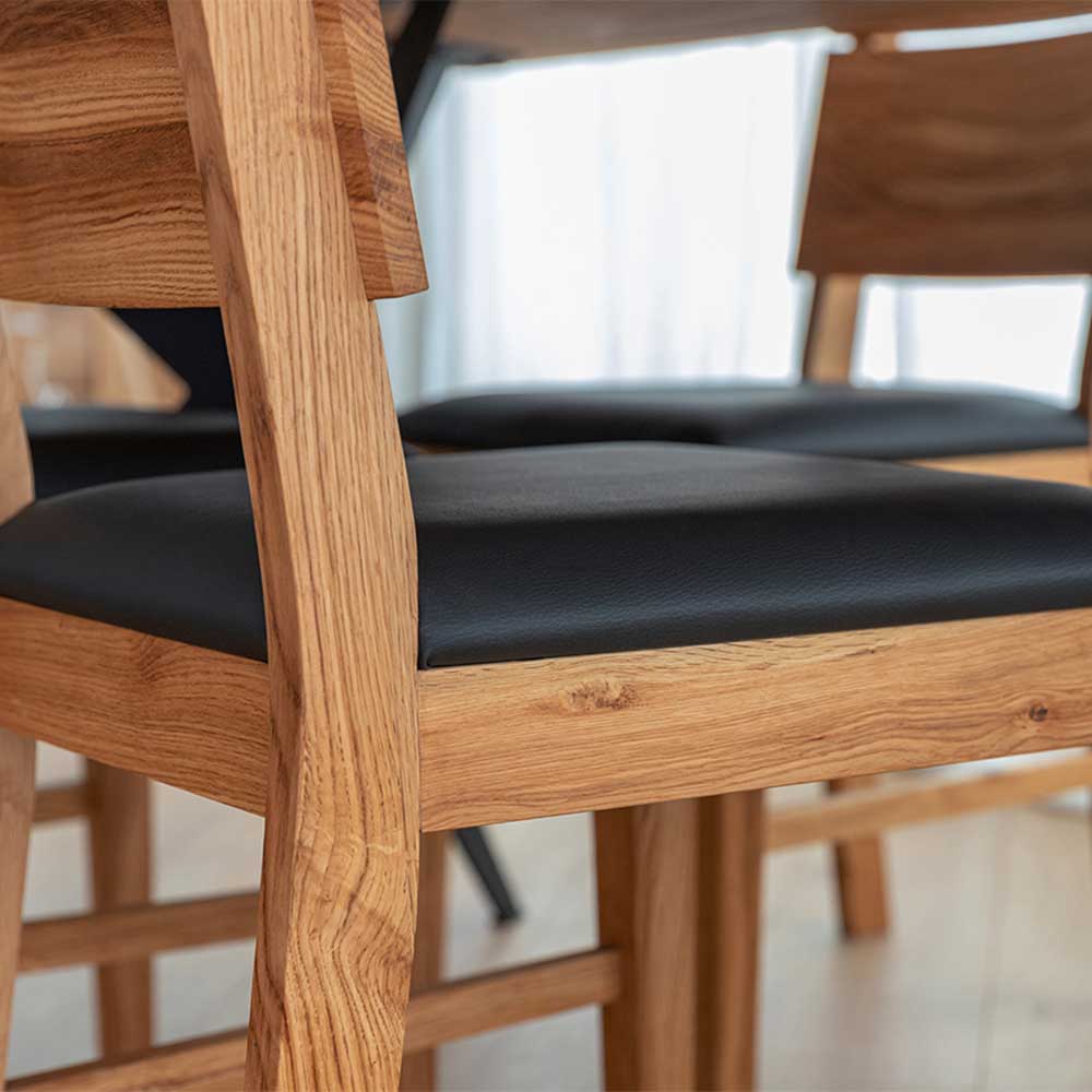 Design Holzstuhl massiv mit Kunstleder Sitz - Dosario