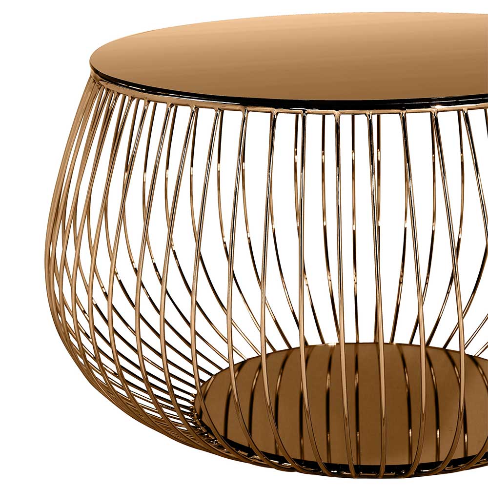Couchtisch in Rosegold mit Glasplatte - Lelolenilia
