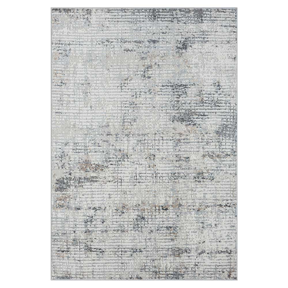 Kurzflor Teppich in Hellgrau & Creme - Savuta