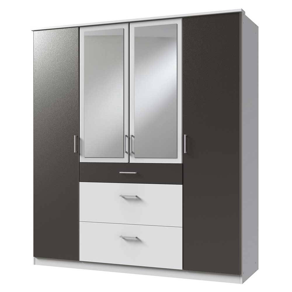 Kleiderschrank in Weiß und Dunkelgrau - Vanila